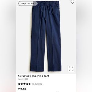 J Crew Astrid wide-leg chino in navy